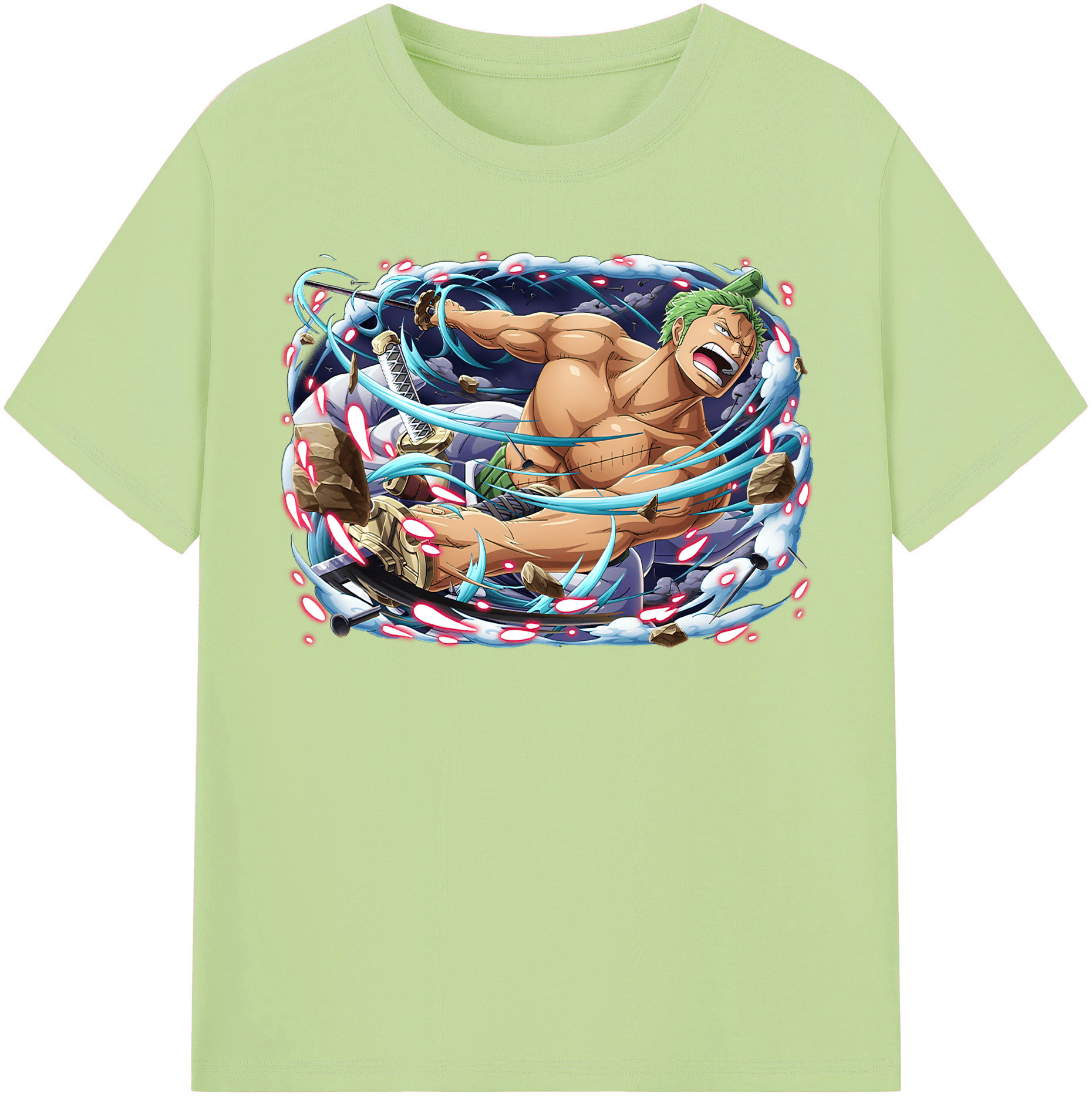 ワンピース ロロノア・ゾロ ONE PIECE Roronoa Zoro 綿100％半袖Tシャツ（フロントプリント）